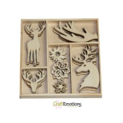 (0141)Reindeer and Winter wooden Ornaments