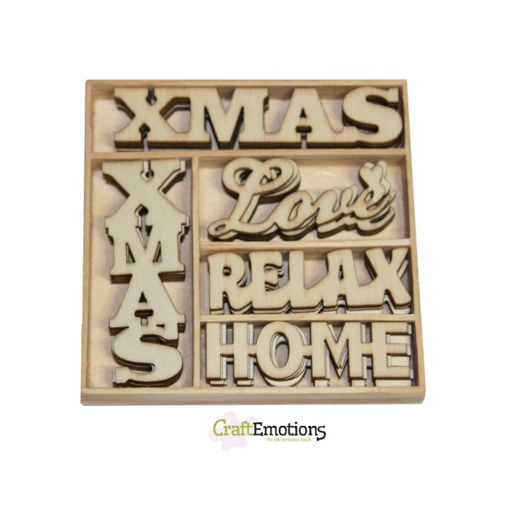 (0220)Xmas words wooden Ornaments