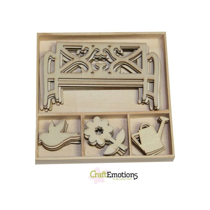 (0223)Garden bench, flowers wooden Ornaments
