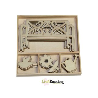 (0223)Garden bench, flowers wooden Ornaments