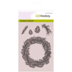 (1043)CraftEmotions clearstamps A6 wreath pine Winter Woods
