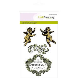 (1054)CraftEmotions clearstamps A6 Angels ornament label Purple