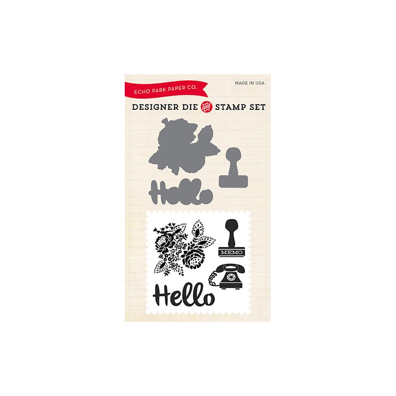 (EPDIE/STAMP10)Echo Park Hello Again Designer Dies & Stamp Set