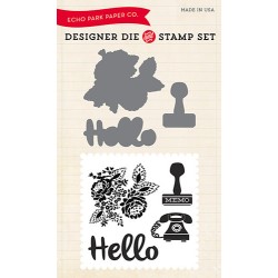 (EPDIE/STAMP10)Echo Park Hello Again Designer Dies & Stamp Set