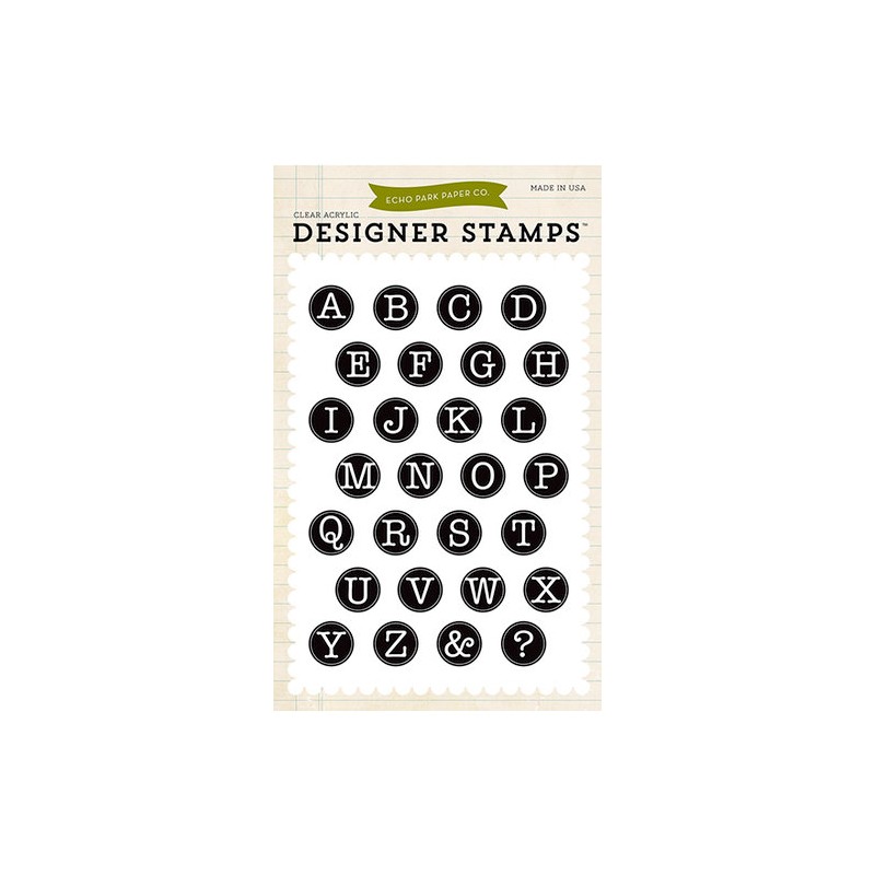 (EPSTAMP18)Echo Park Clear Acrylic Stamps Typewriter Alphabet