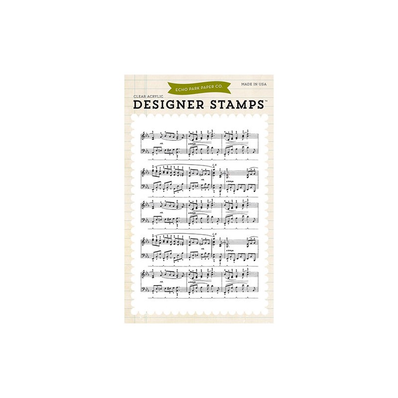 (EPSTAMP14)Echo Park Clear Acrylic Stamps Musical Notes Backgrou