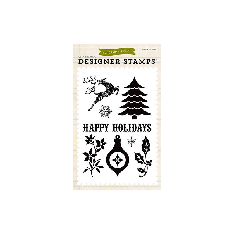(EPSTAMP12)Echo Park Clear Acrylic Stamps Happy Holidays