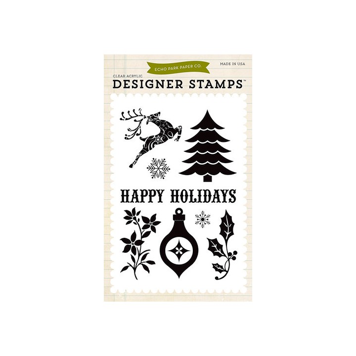 (EPSTAMP12)Echo Park Clear Acrylic Stamps Happy Holidays