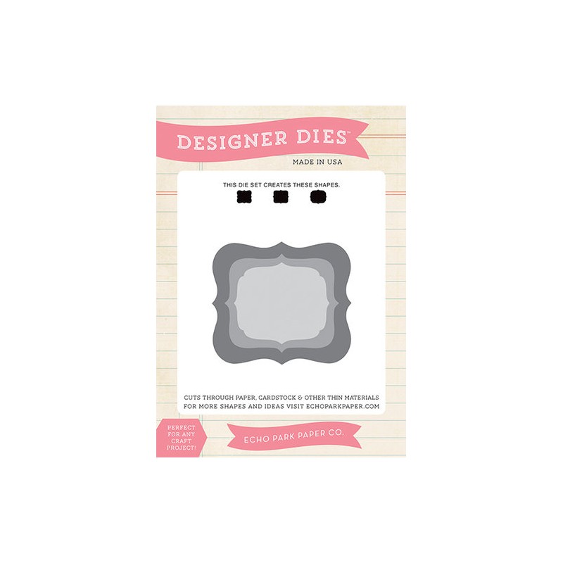 (EPPDIE28)Echo Park Designer Label Set 2 Designer Dies