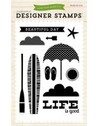 (EPSTAMP02)Echo Park Walking On Sunshine Beach Day Clear Stamps