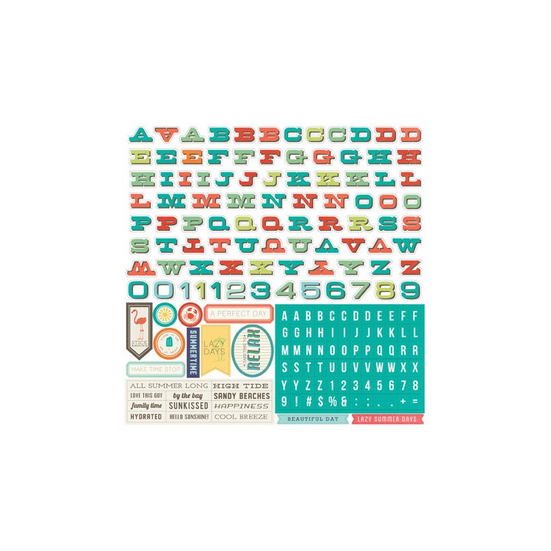 (WS67015)Echo Park Walking On Sunshine 12x12 Inch Alpha Stickers