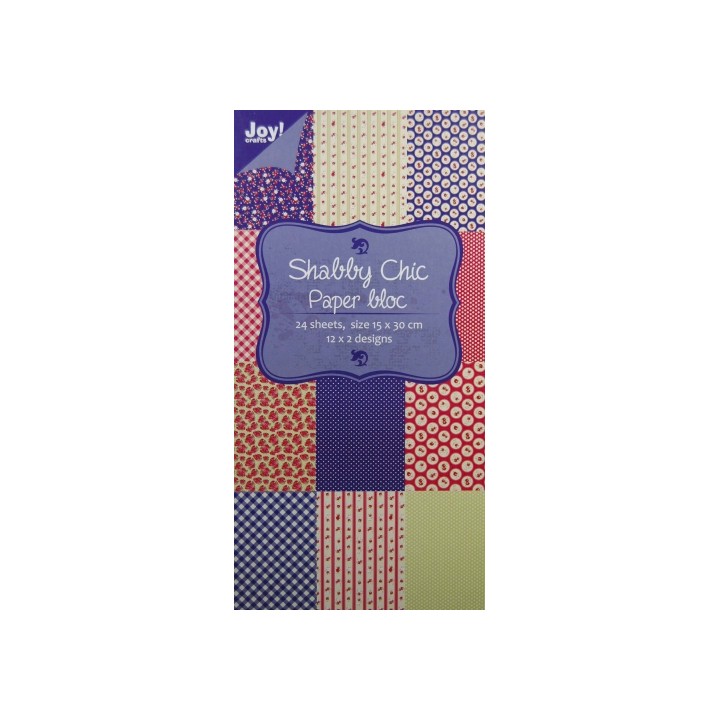 (6011/0311)Papier bloc 15X30 cm Shabby Chic (blauw)