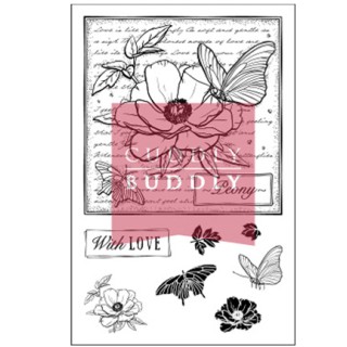(CBS0015)Stamp clear With Love - Peony Collage