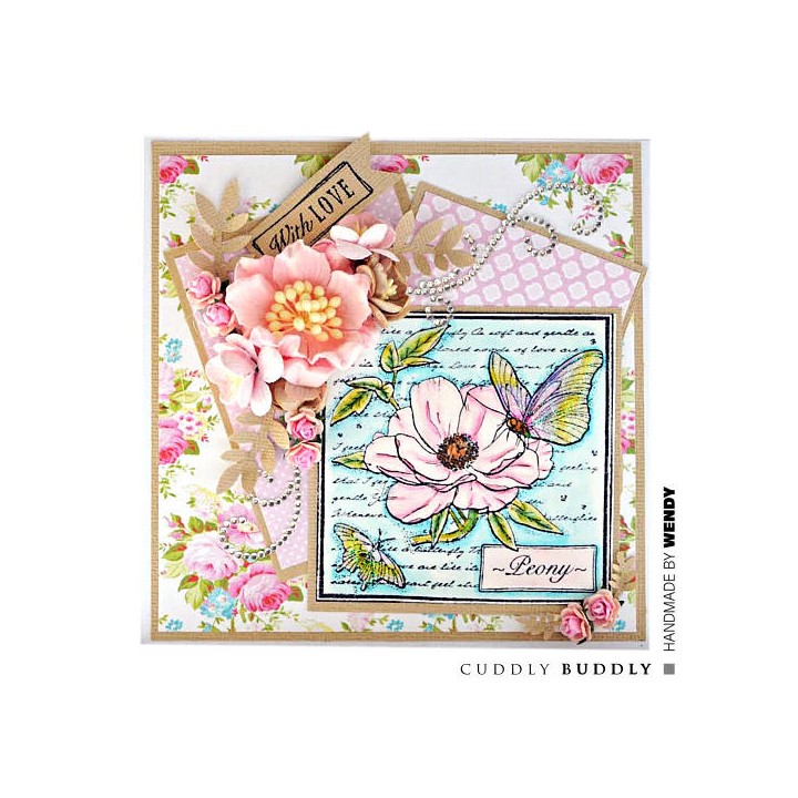 (CBS0015)Stamp clear With Love - Peony Collage