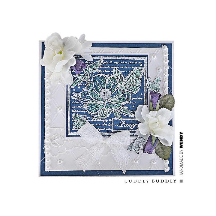 (CBS0015)Tampon clear With Love - Peony Collage