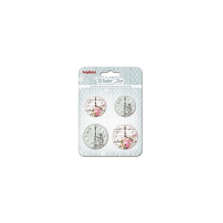 (SCB341129)ScrapBerry's Set Of Clock Winter Joy 4 pcs