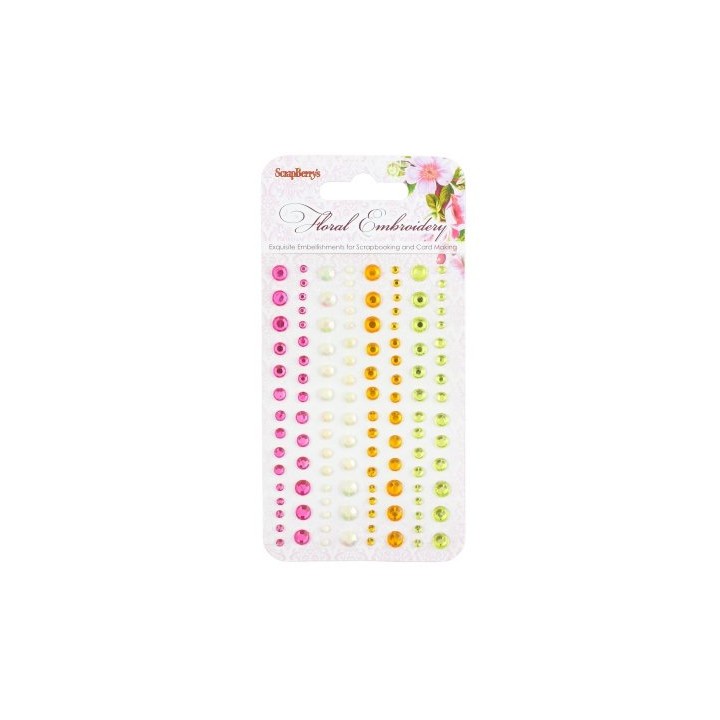 (SCB25002015)ScrapBerry's Adhesive Gems Floral Embroidery 2