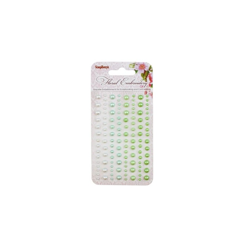 (SCB25002009)ScrapBerry's Adhesive Pearls Floral Embroidery 1