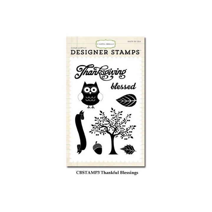 (CBStamp3)Carta Bella Clear Stamp Autumn Thankful Blessing 4x6 I