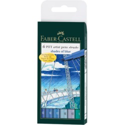 (FC-167164)Faber Castell PITT big brush shades of blue 6x