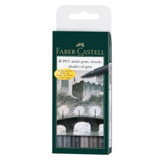 (FC-167104)Faber Castell PITT big brush Shades of Grey 6x