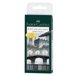 (FC-167104)Faber Castell PITT big brush Shades of Grey 6x