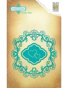 (VIND004)Nellie's Choice Vintasia Dies round frame with hearts