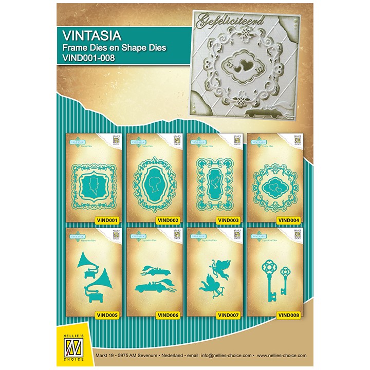(VIND004)Nellie's Choice Vintasia Dies round frame with hearts