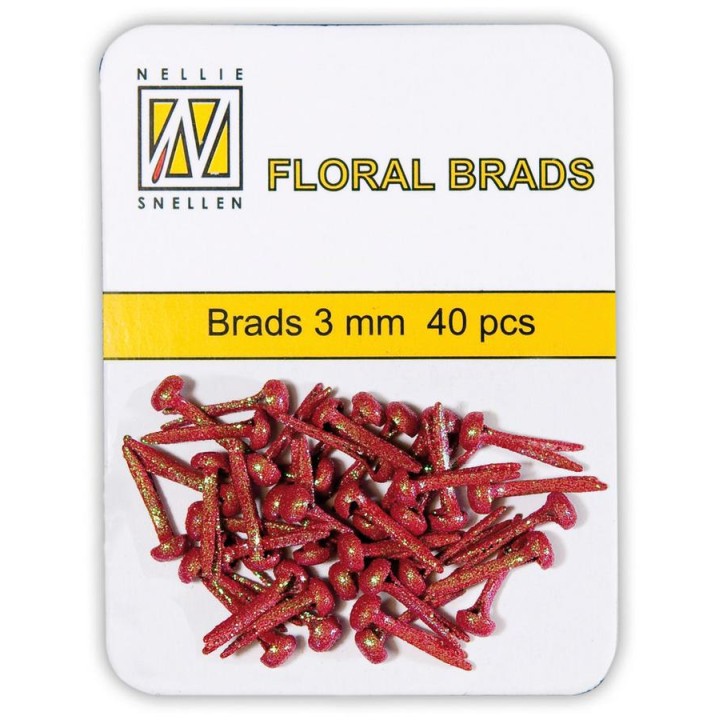 (FLP-GB006)Nellie`s Choice Glitter brads red 40 PC 3mm