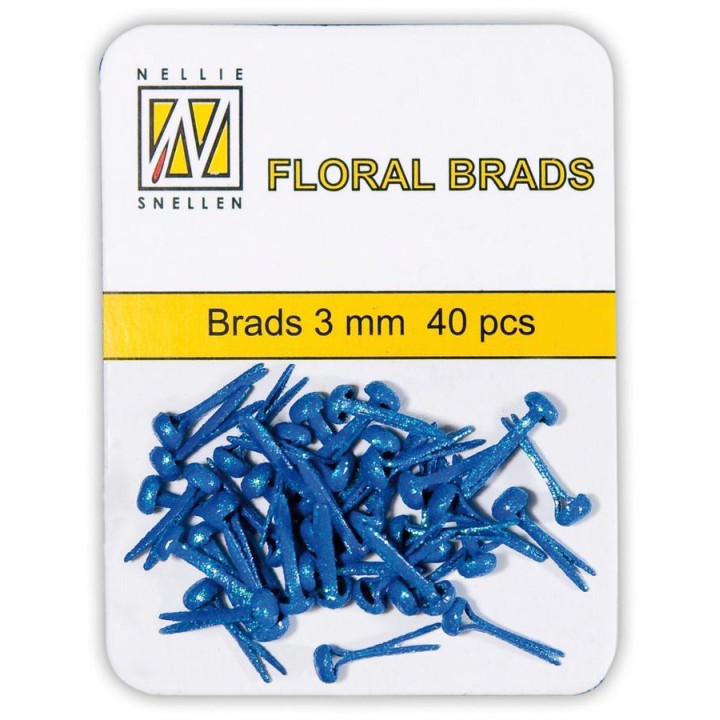 (FLP-GB010)Nellie`s Choice Glitter brads sapphire 40 PC 3mm