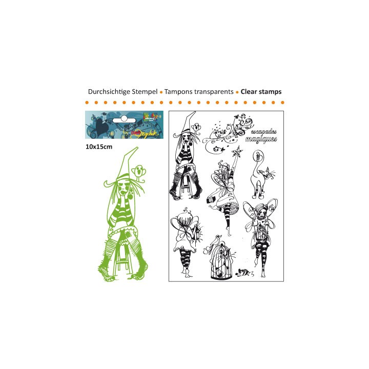 (3609-004)Clear stamp 10x15cm escapades magiques