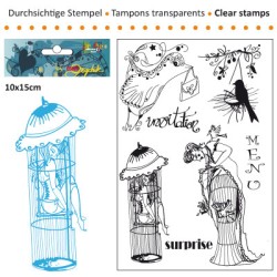 (3609-006)Clear stamp 10x15cm jeu de cage