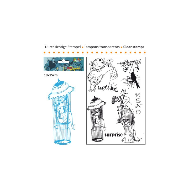 (3609-006)Clear stamp 10x15cm jeu de cage