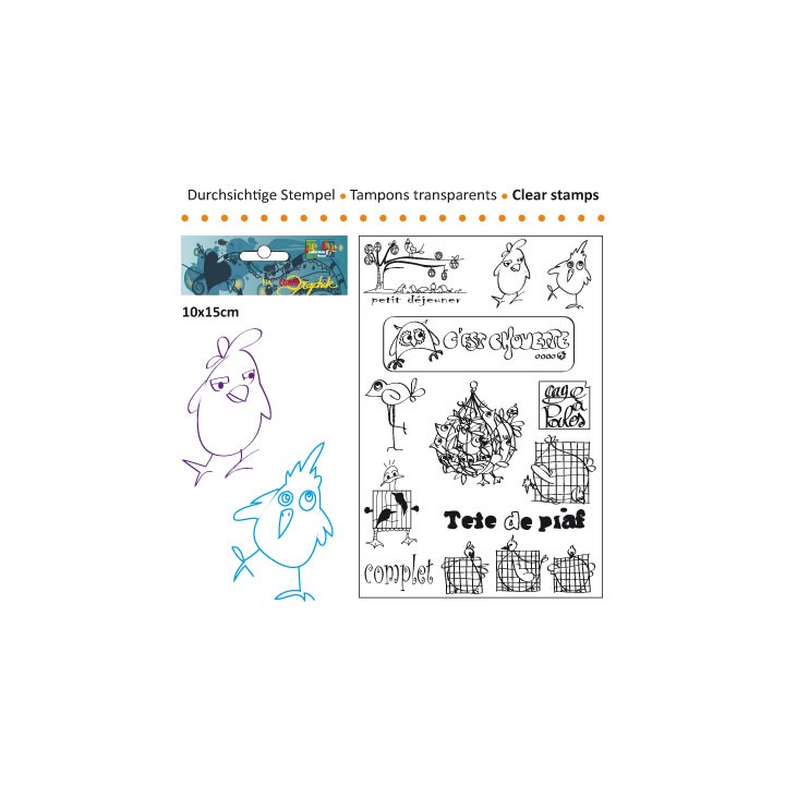 (3609-011)Clear stamp 10x15cm tete de piaf