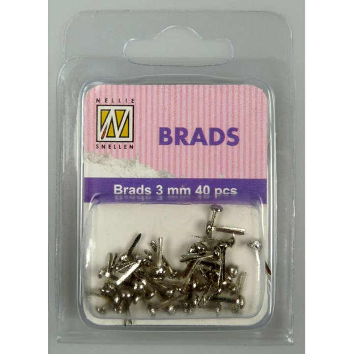 (FLP-BR003)Nellie`s Choice Floral brads zilver 40 PC 3mm