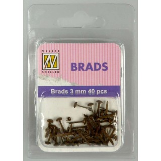 (FLP-BR008)Nellie`s Choice Floral brads brown 40 PC 3m