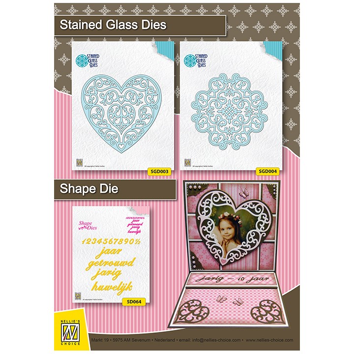 (SGD003)Nellie`s Choice Stained Glass Dies - Fantasy heart