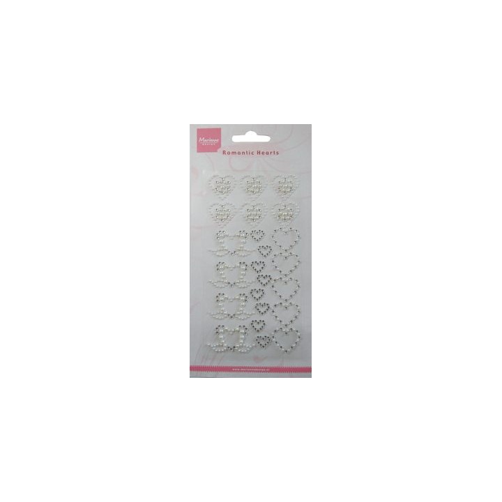 (CA3108)Decoration hearts rhinestones and pearls