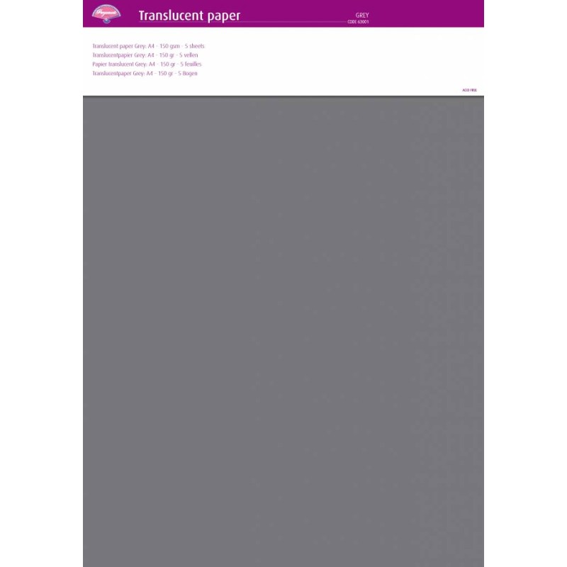 (63001)Translucent Paper Grey A4 150 gsm 5 Sheets