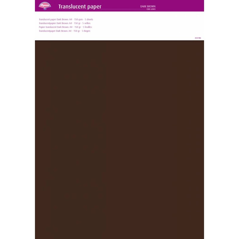 (63003)Translucent Paper Dark Brown A4 150 gsm 5 Sheets
