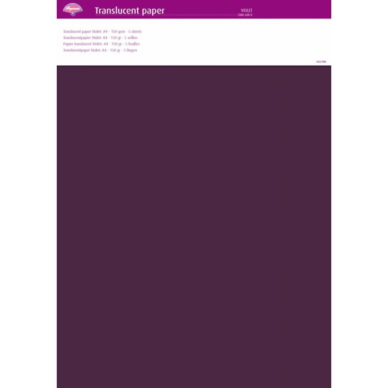 (63012)Translucent Paper Violet A4 150 gsm 5 Sheets