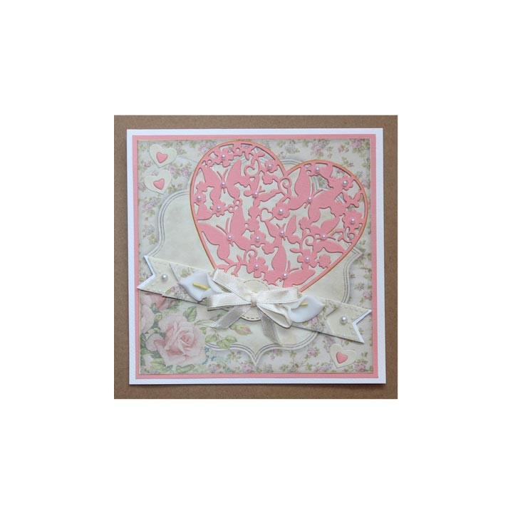 (6002/0417)Decouper & Gaufrer Pochoir Heart + Butterflys