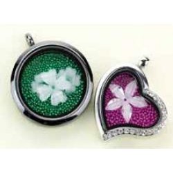 (12334-3403)Glass Pendant with Strass, Heart, Silver