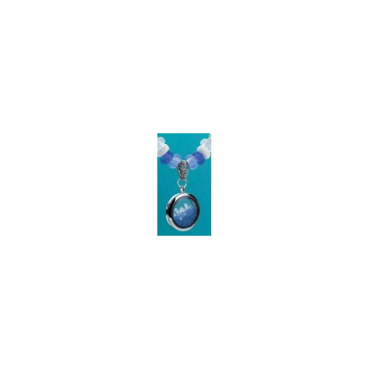 (12334-3401)Glass Pendant, Round, Silver