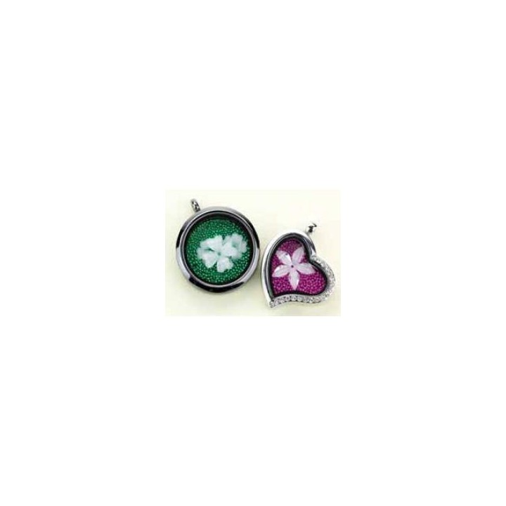 (12334-3401)Glass Pendant, Round, Silver