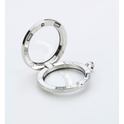 (12334-3401)Glass Pendant, Round, Silver