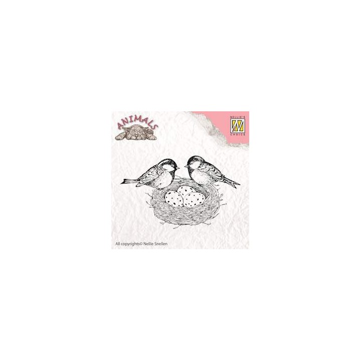 (ANI013)Nellie's Choice Clear Stamp Animals birdsnest