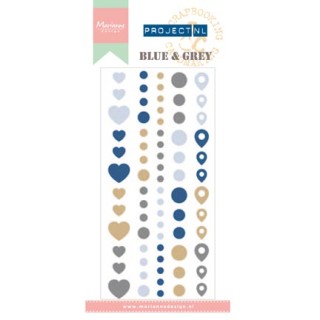 (PL4501)Marianne Design Project NL Adhesive stickers - Blue & Gr