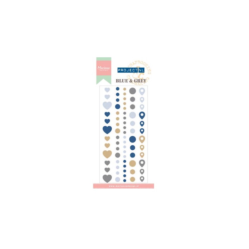 (PL4501)Marianne Design Project NL Adhesive stickers - Blue & Gr