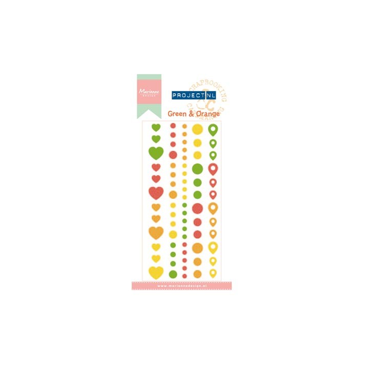 (PL4502)Marianne Design Project NL Adhesive stickers-Green & Ora